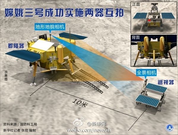 “玉兔號(hào)”巡視器拍攝的“嫦娥三號(hào)”著陸器照片1