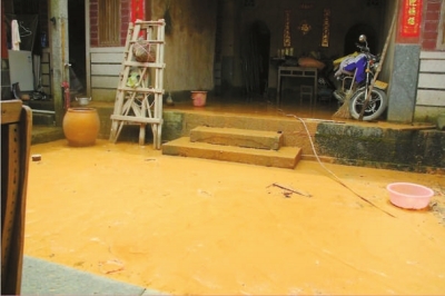 庭院內(nèi)堆積著10厘米厚的泥土。